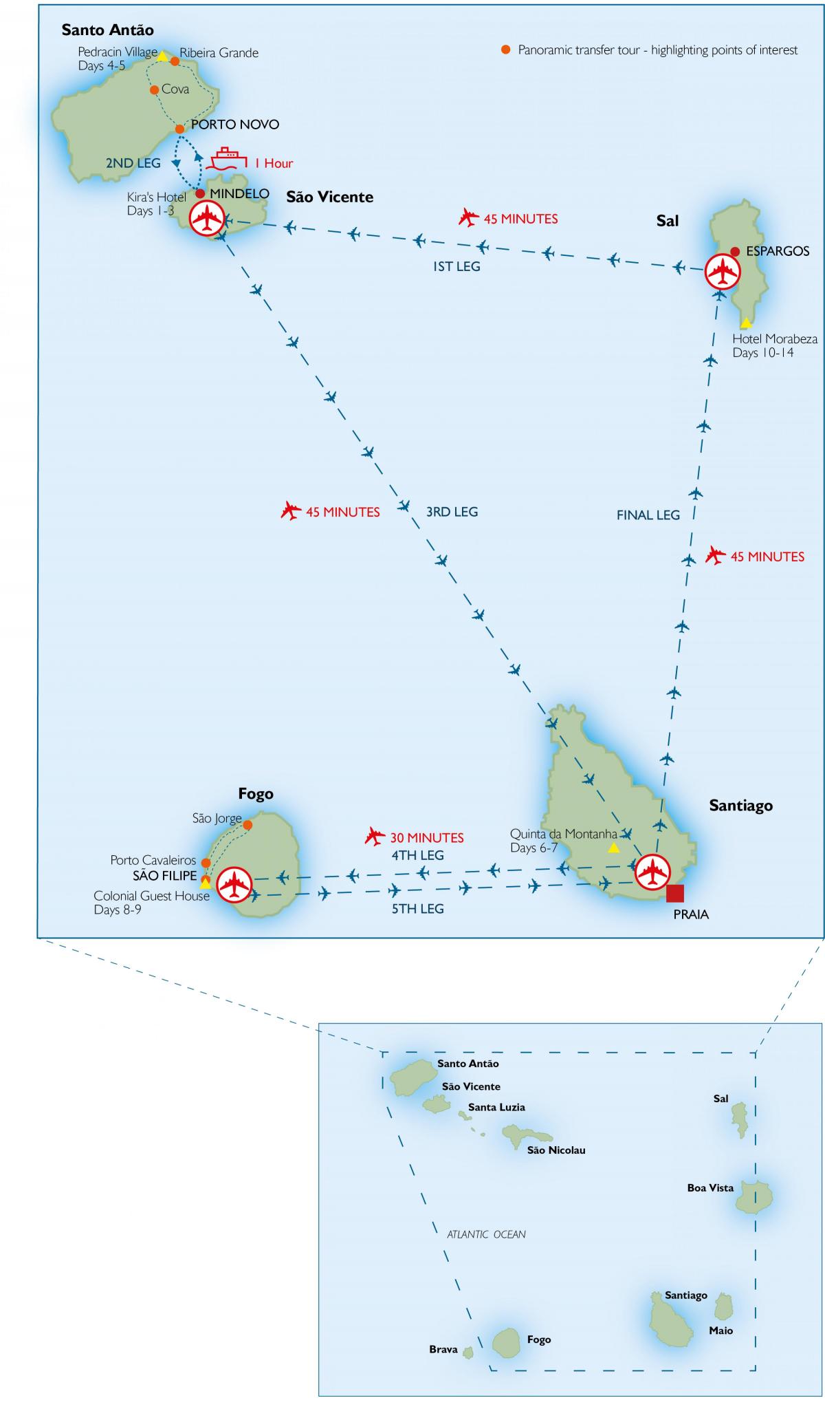 نقشہ کے کیپ وردے ہوائی اڈوں